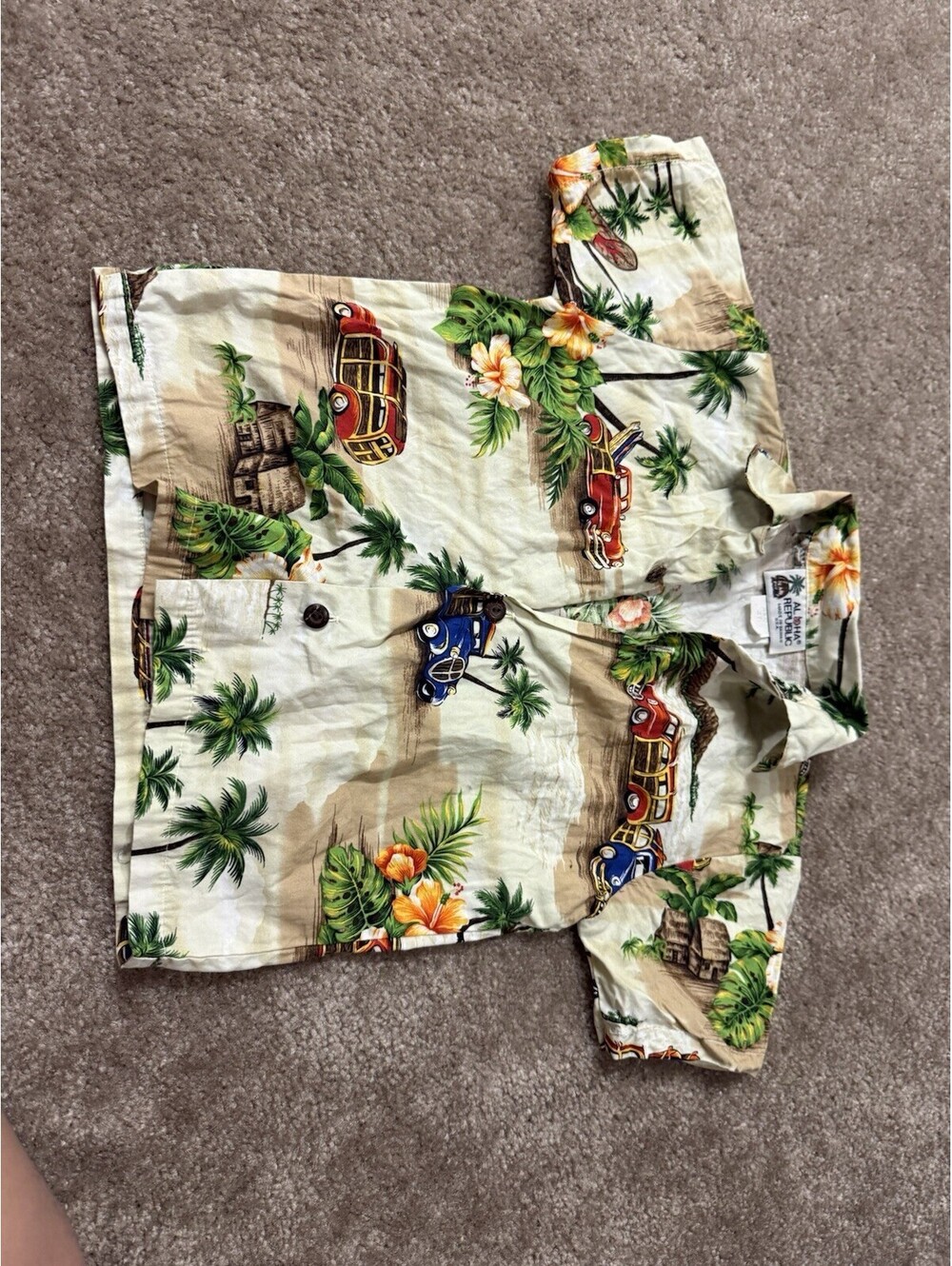 RJC Hawaiian Shirt Short Set Youth Size 2T Cotton Cars Flowers Palm Trees
